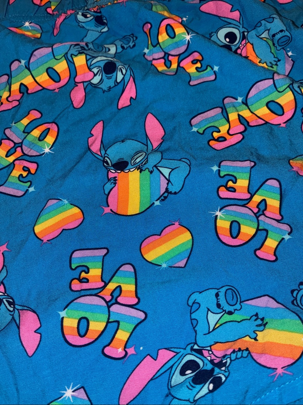Disney Stitch 'LOVE' Tank & Rainbow Heart Shorts Pajama Set.Pride Collection. 3X - Picture 2 of 7